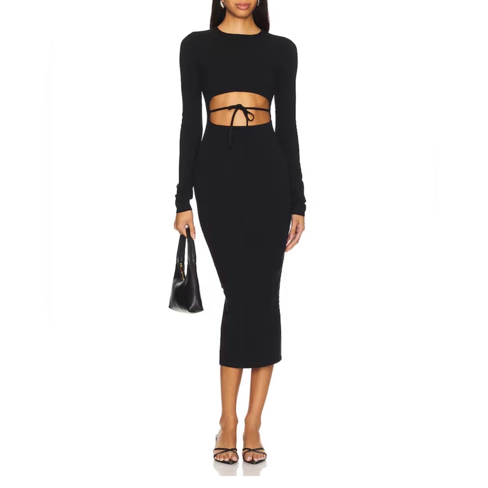 NEW NWT LPA Romona Knit Midi Dress in Black